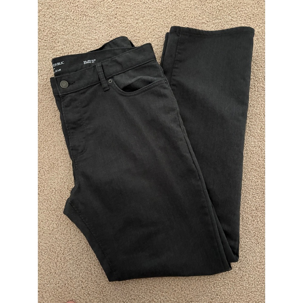 Banana Republic Mens Travel Jeans 35x32 (Measure 36x30.5) Slim Fit Charcoal Gray
